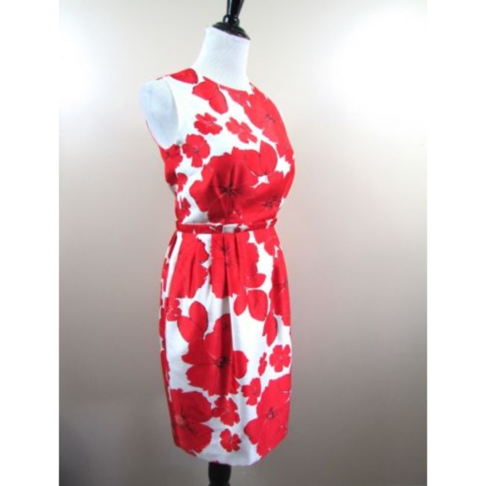 Eliza J Red Poppy Floral Cream White Sheath Dress - Picture 4 of 8